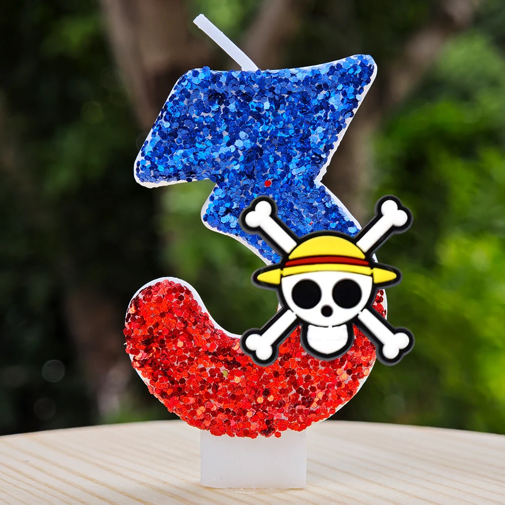 Hot One Piece Theme Candle Number 0-9 Luffy Candle Cake Decoration Birthday Party for Kids Baby Shower Toy Gifts