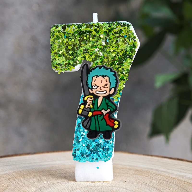 Hot One Piece Theme Candle Number 0-9 Luffy Candle Cake Decoration Birthday Party for Kids Baby Shower Toy Gifts