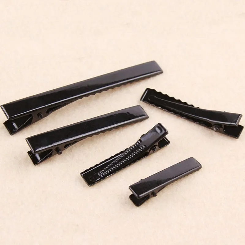 30PCS/Lot High Quality 3.2-5.5cm Silver-Color Black Hair Clips Flat Barrettes Iron Hairpins DIY Hair Accessories For Women Girls