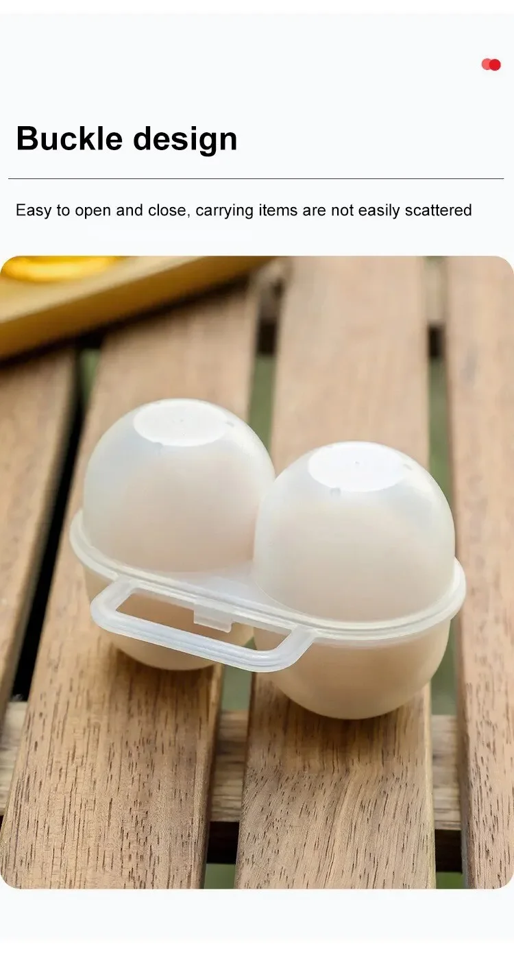 1pc 2-Cell Outdoor Portable Egg Box Plastic Egg Tray Refrigerator Egg Storage Box Shock-absorbing And Anti Drop Egg Loade