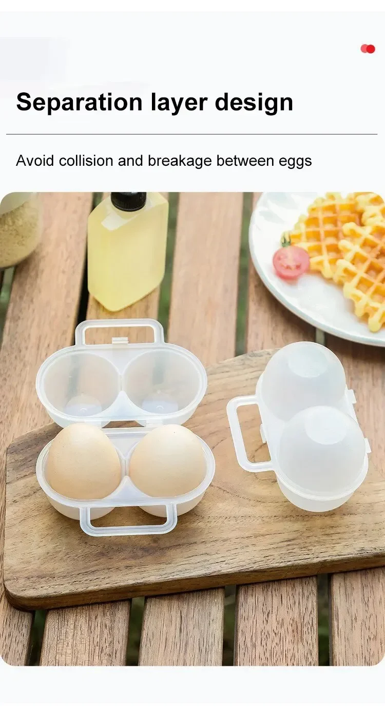 1pc 2-Cell Outdoor Portable Egg Box Plastic Egg Tray Refrigerator Egg Storage Box Shock-absorbing And Anti Drop Egg Loade