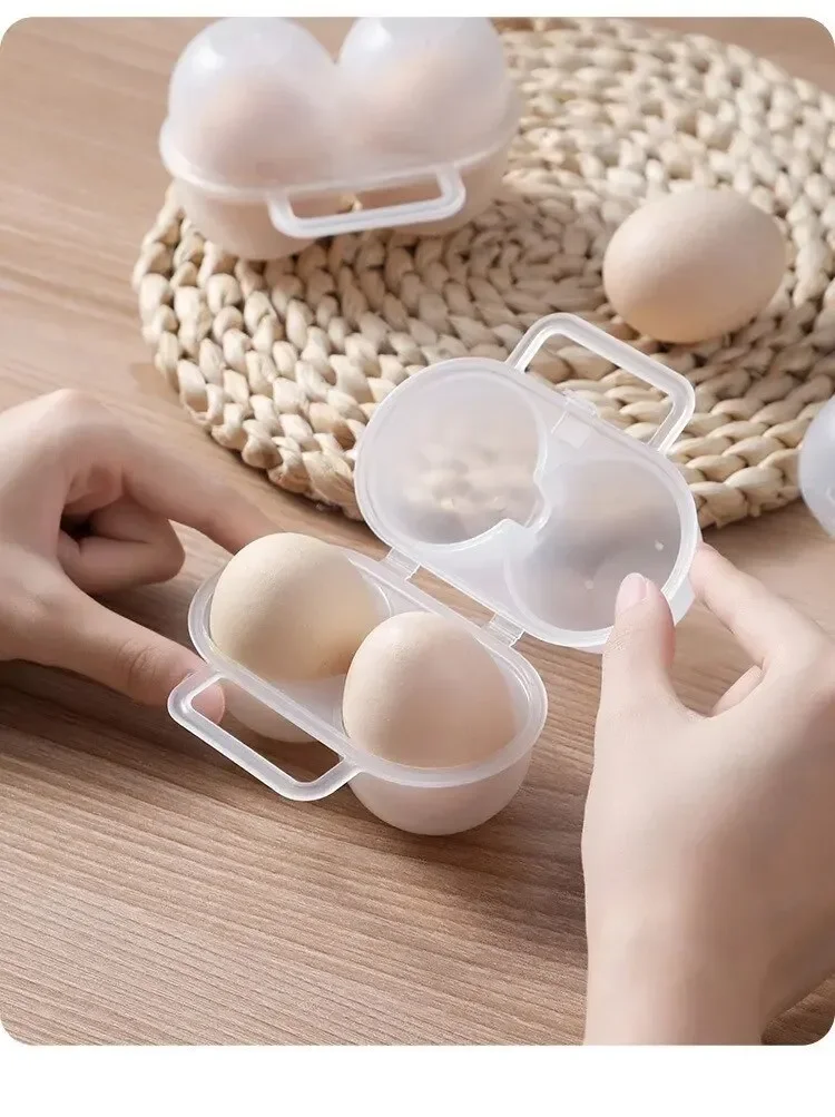 1pc 2-Cell Outdoor Portable Egg Box Plastic Egg Tray Refrigerator Egg Storage Box Shock-absorbing And Anti Drop Egg Loade
