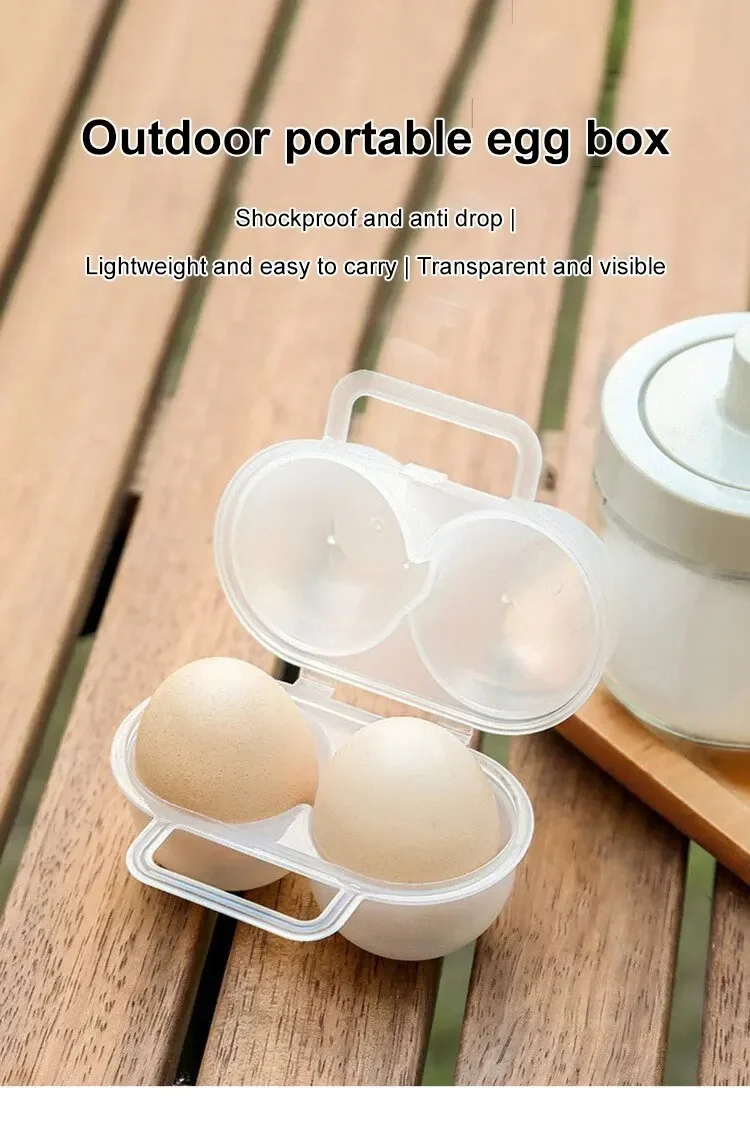 1pc 2-Cell Outdoor Portable Egg Box Plastic Egg Tray Refrigerator Egg Storage Box Shock-absorbing And Anti Drop Egg Loade