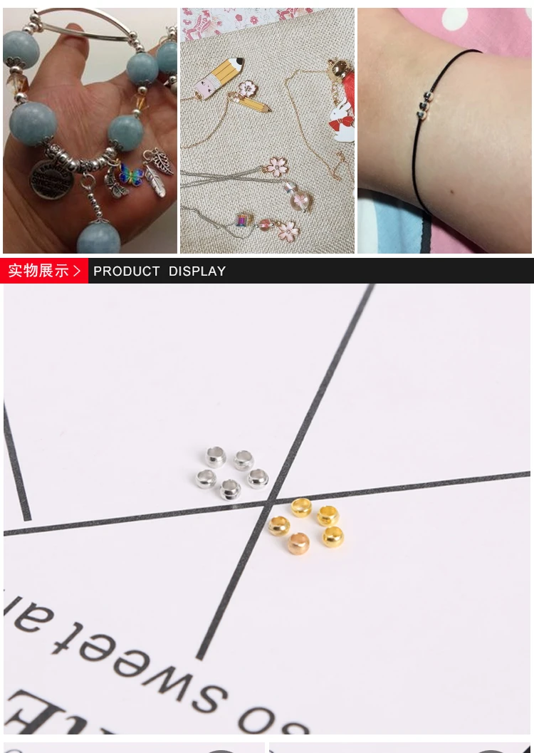 100-500pcs/lot Gold Silver Copper Ball Crimp End Beads 1.5-4mm Stopper Spacer Beads Diy For Jewelry Making Findings Supplies