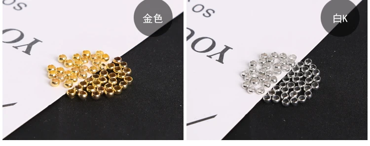 100-500pcs/lot Gold Silver Copper Ball Crimp End Beads 1.5-4mm Stopper Spacer Beads Diy For Jewelry Making Findings Supplies