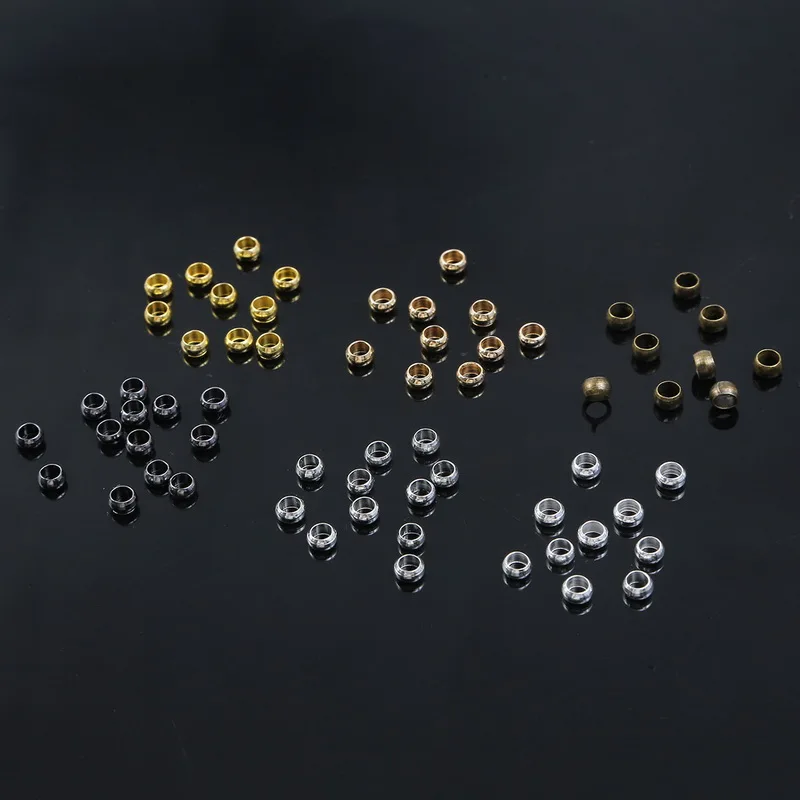 100-500pcs/lot Gold Silver Copper Ball Crimp End Beads 1.5-4mm Stopper Spacer Beads Diy For Jewelry Making Findings Supplies