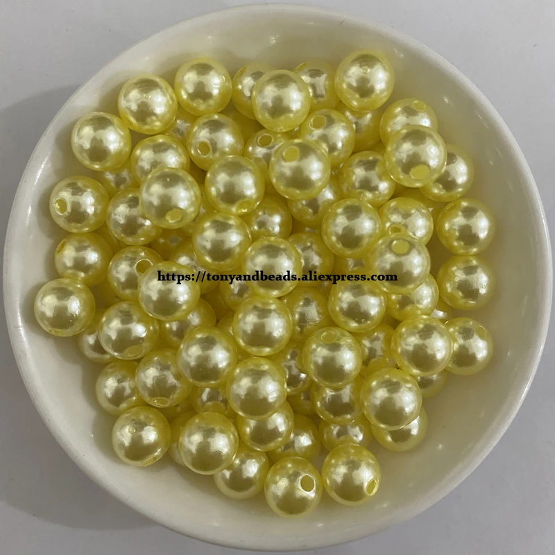 Acrylic Imitation Pearl Round Ball Spacer Beads 4 6 8 10 12MM Pick Size Color For Jewelry Making DIY Hole Size 1.5mm