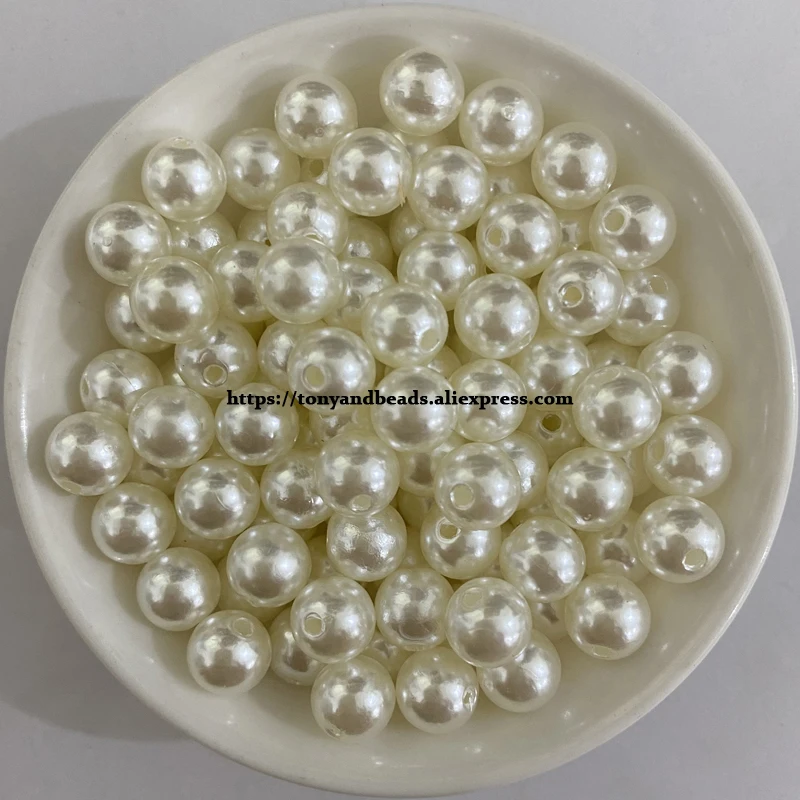 Acrylic Imitation Pearl Round Ball Spacer Beads 4 6 8 10 12MM Pick Size Color For Jewelry Making DIY Hole Size 1.5mm