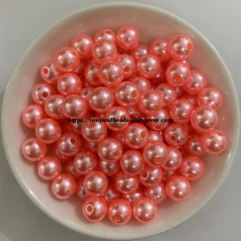 Acrylic Imitation Pearl Round Ball Spacer Beads 4 6 8 10 12MM Pick Size Color For Jewelry Making DIY Hole Size 1.5mm