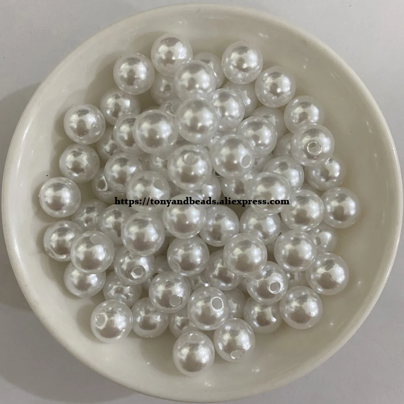 Acrylic Imitation Pearl Round Ball Spacer Beads 4 6 8 10 12MM Pick Size Color For Jewelry Making DIY Hole Size 1.5mm