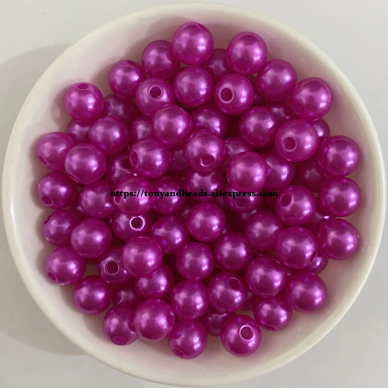 Acrylic Imitation Pearl Round Ball Spacer Beads 4 6 8 10 12MM Pick Size Color For Jewelry Making DIY Hole Size 1.5mm
