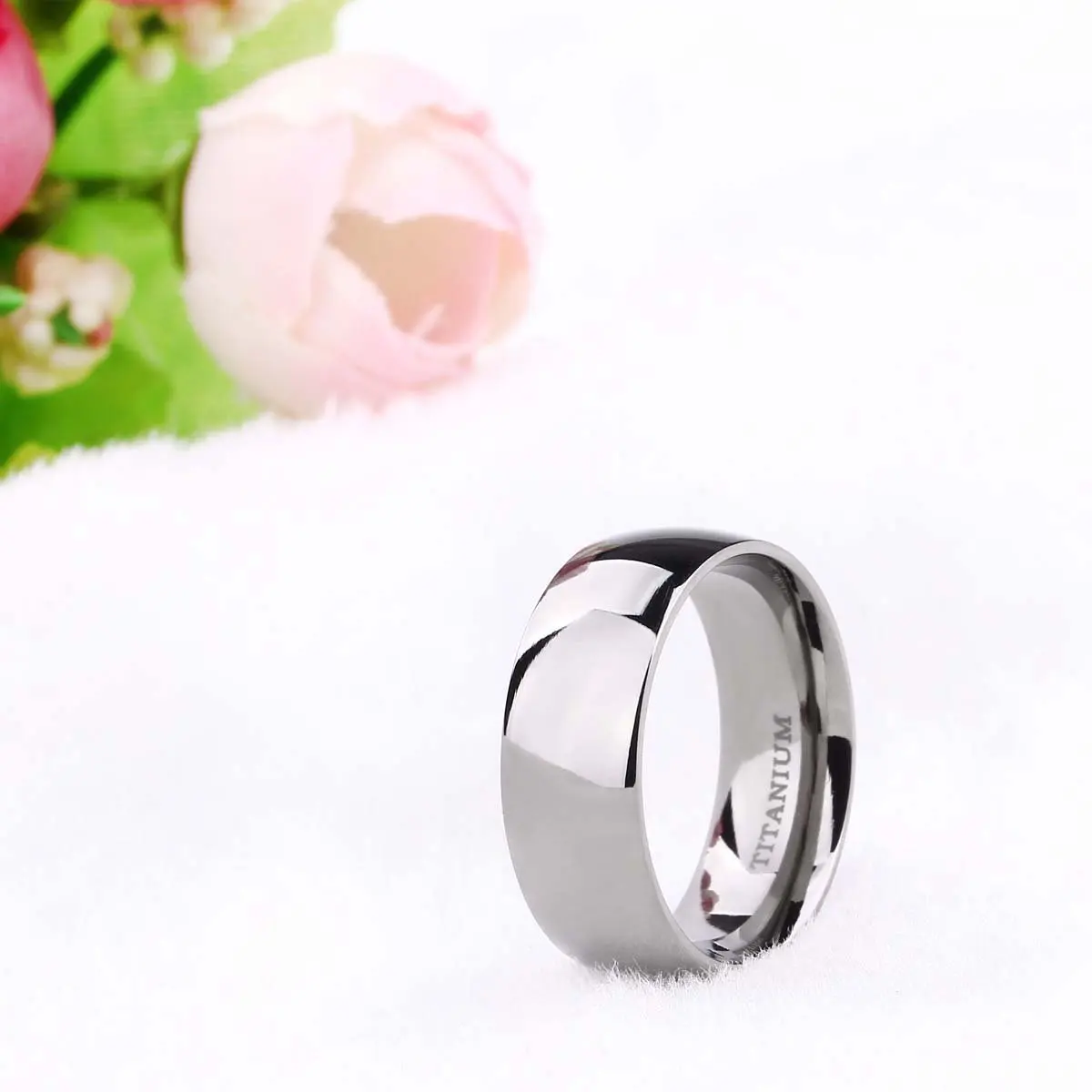 Tigrade Pure Titanium Ring Silver Color Polished 2/4/6/8/10mm Classic Engagement Ring For Male Female Wedding Bands Anti-Allergy