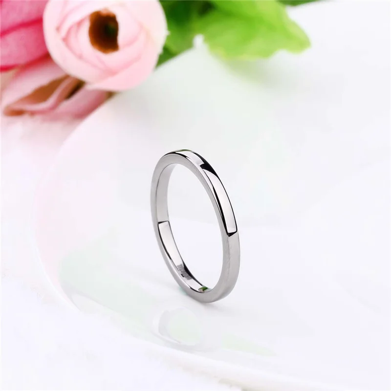 Tigrade Pure Titanium Ring Silver Color Polished 2/4/6/8/10mm Classic Engagement Ring For Male Female Wedding Bands Anti-Allergy