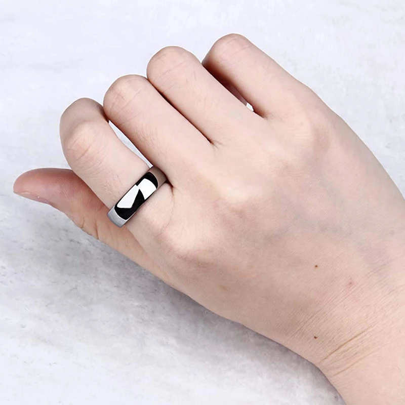 Tigrade Pure Titanium Ring Silver Color Polished 2/4/6/8/10mm Classic Engagement Ring For Male Female Wedding Bands Anti-Allergy