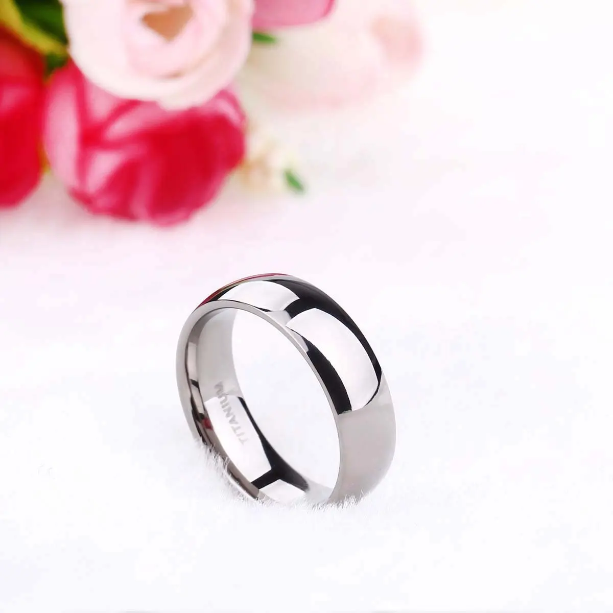Tigrade Pure Titanium Ring Silver Color Polished 2/4/6/8/10mm Classic Engagement Ring For Male Female Wedding Bands Anti-Allergy
