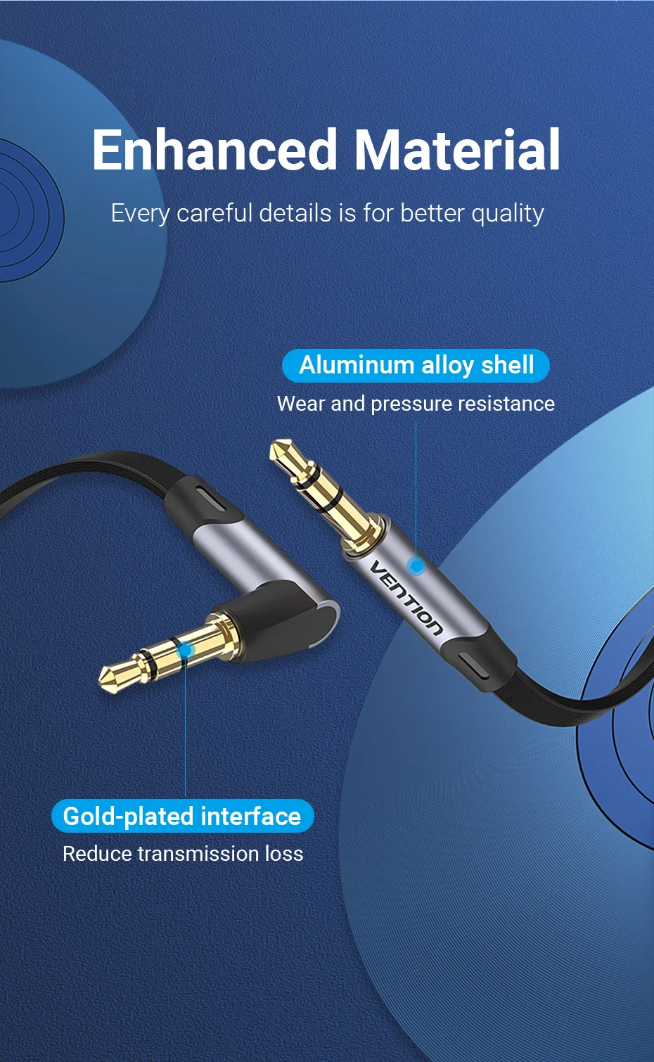 Vention Jack 3.5mm Aux Cable Male to Male 3.5mm Audio Cable Jack for JBL Xiaomi Oneplus Headphones Speaker Cable Car Aux Cord