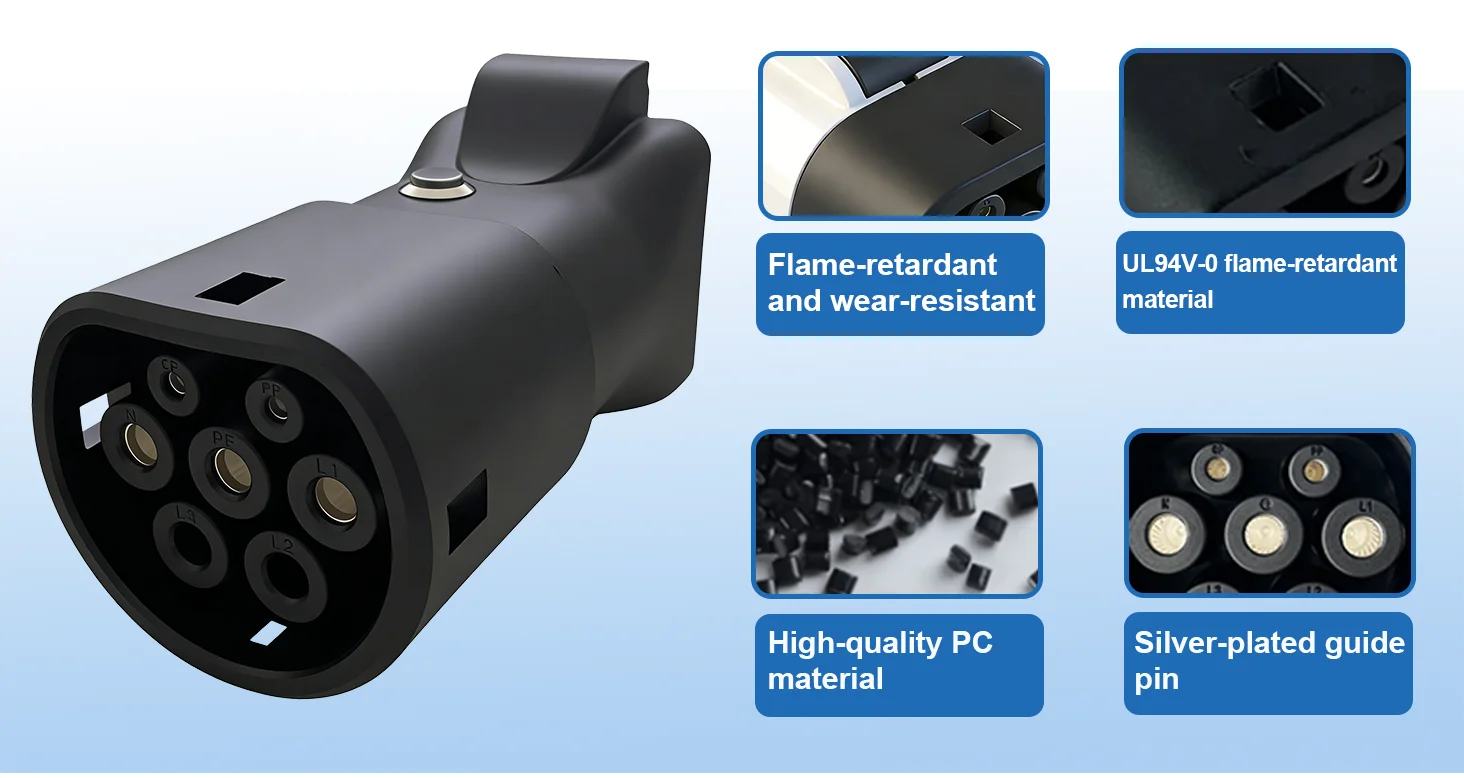 Type2 V2L Discharger 16A EU Socket Power off Button for BYD MG Geely Jaecoo Omoda LEAPMOTOR GWM ZEEKR XPENG EV Discharge Adaptor
