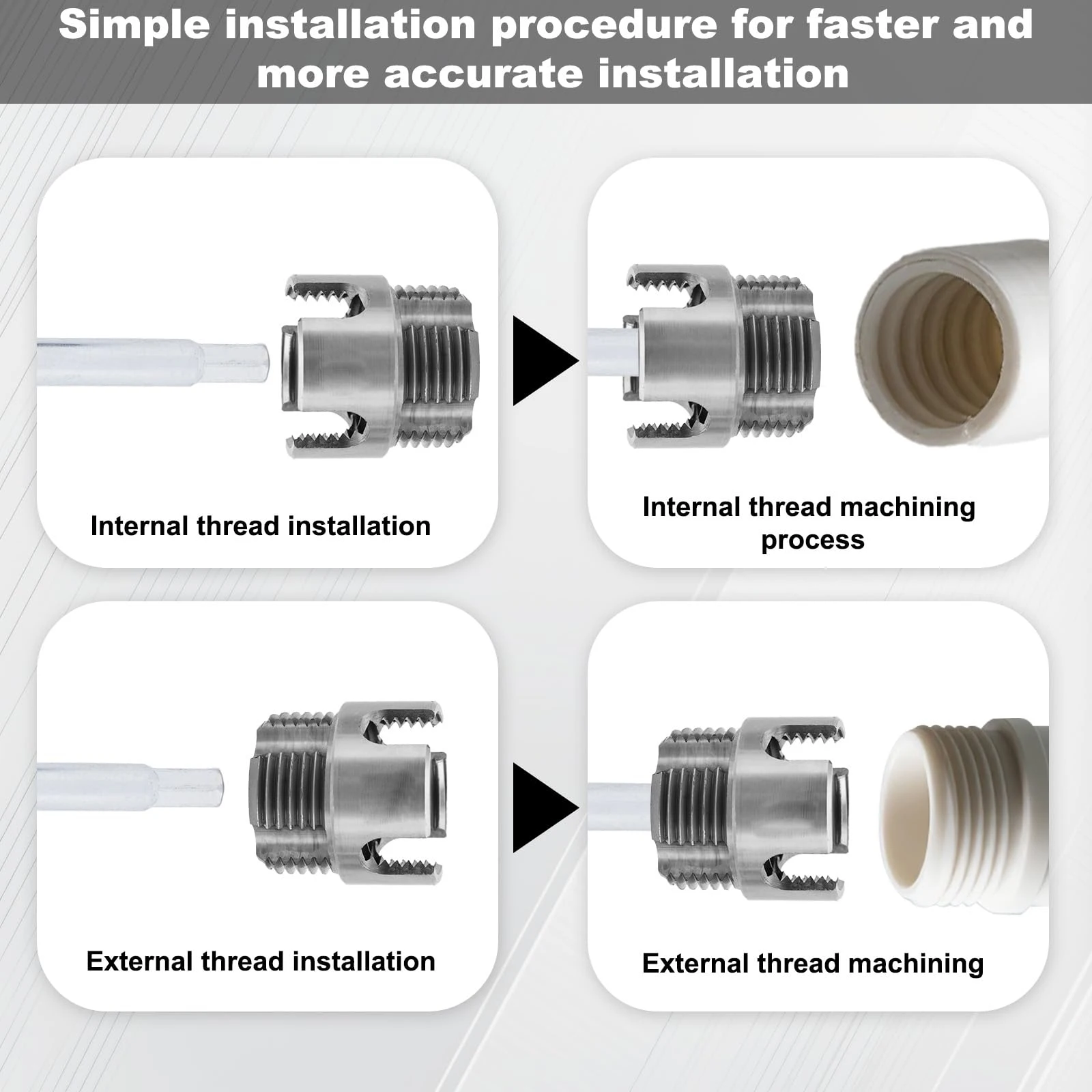 3 Pcs Internal & External Pipe Threading Tool, Function Pipe Thread Cutting Tool for 1/2" & 3/4"& 1" PVC/Plastic Pipes