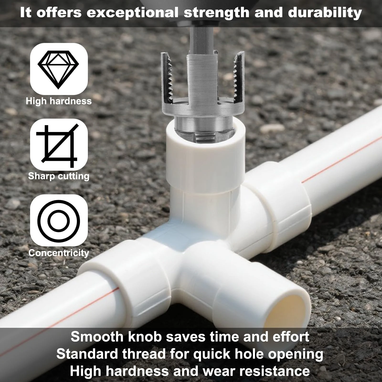 3 Pcs Internal & External Pipe Threading Tool, Function Pipe Thread Cutting Tool for 1/2" & 3/4"& 1" PVC/Plastic Pipes