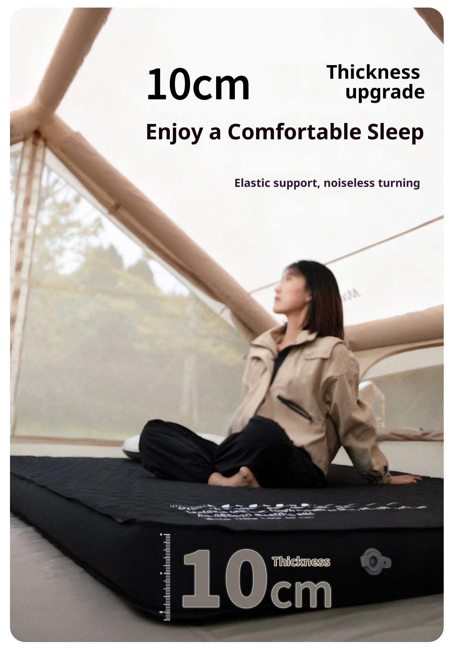 Thickened sponge pad, portable outdoor mattress, with integrated air pump for inflation and deflation, self-inflating mattress