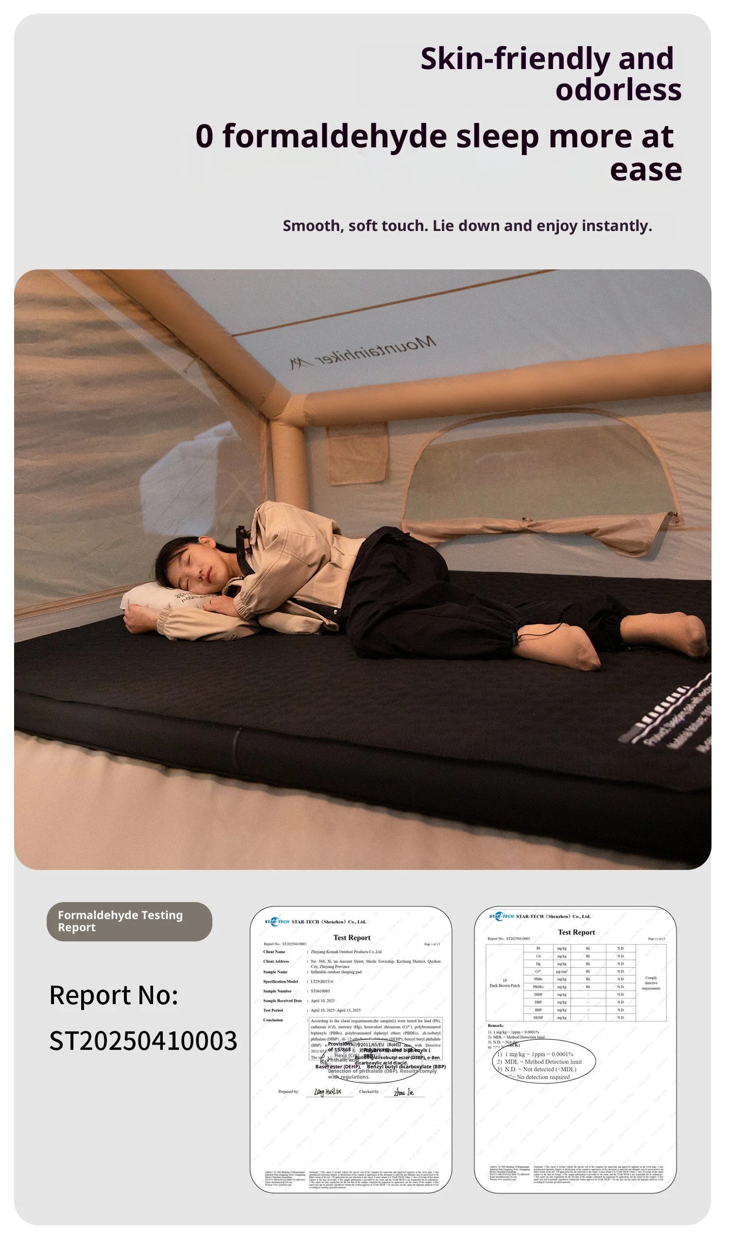 Thickened sponge pad, portable outdoor mattress, with integrated air pump for inflation and deflation, self-inflating mattress