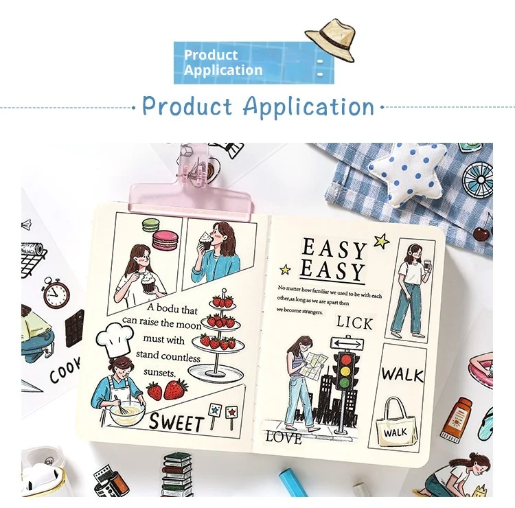 JIANWU Good Collection Book Series Vintage Life Character Landscape Material Collage PET Sticker Creative DIY Journal Stationery