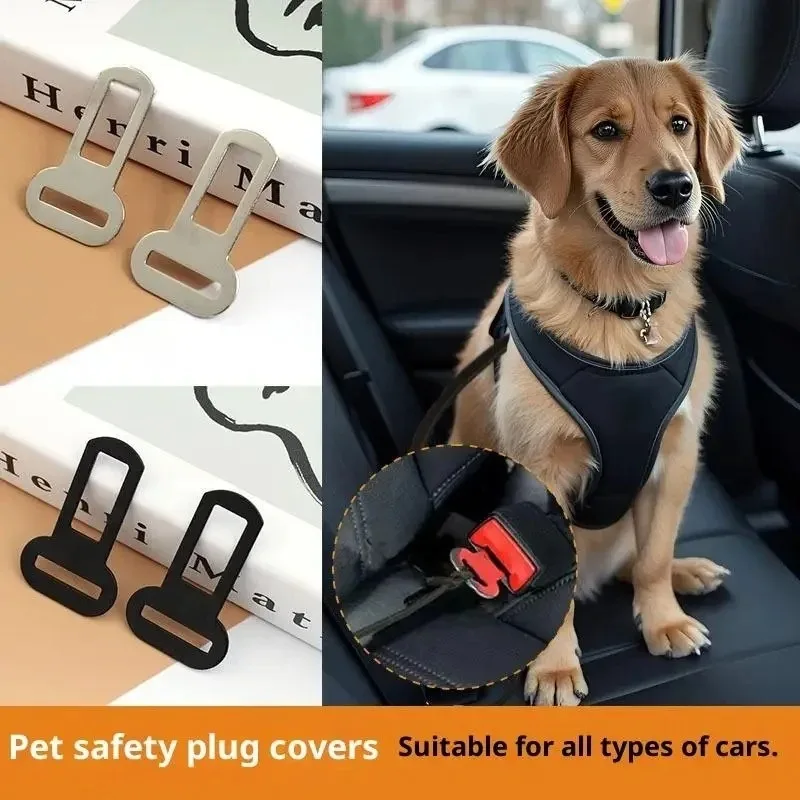 4PCS Seat Belt Adapters Car Metal Clips for Pet Leashes, Compatible with Truck & Car Seats Metal Seat Belt Clip and Buckle Lock