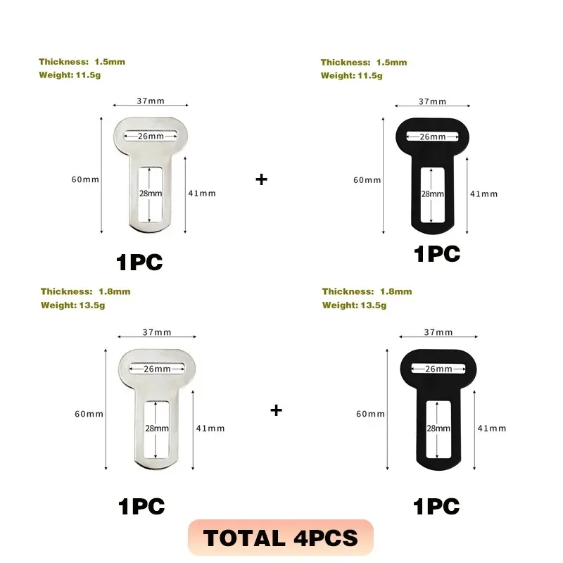 4PCS Seat Belt Adapters Car Metal Clips for Pet Leashes, Compatible with Truck & Car Seats Metal Seat Belt Clip and Buckle Lock