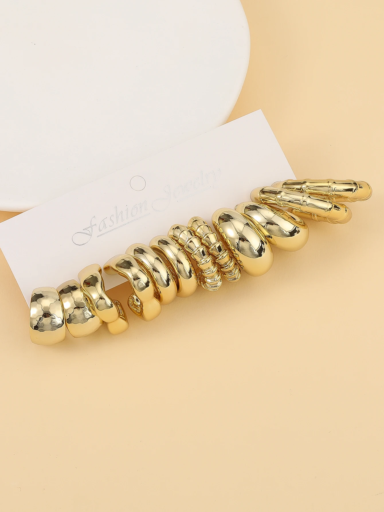 6pairs-18pairs Fashionable Golden-Plated Lightweight Plastic Material Earrings Set,Minimalist Style For Women's Daily Dressing
