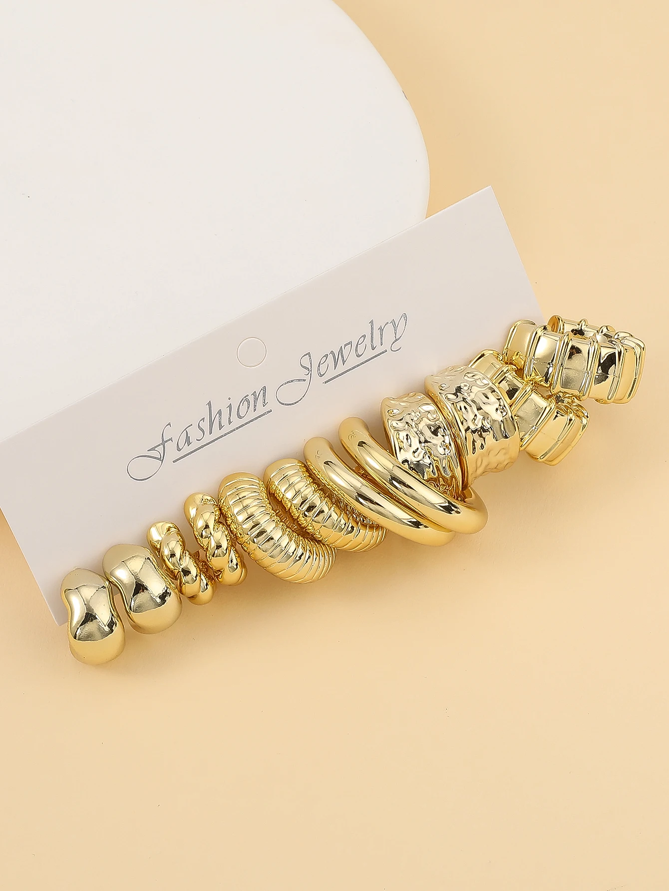 6pairs-18pairs Fashionable Golden-Plated Lightweight Plastic Material Earrings Set,Minimalist Style For Women's Daily Dressing