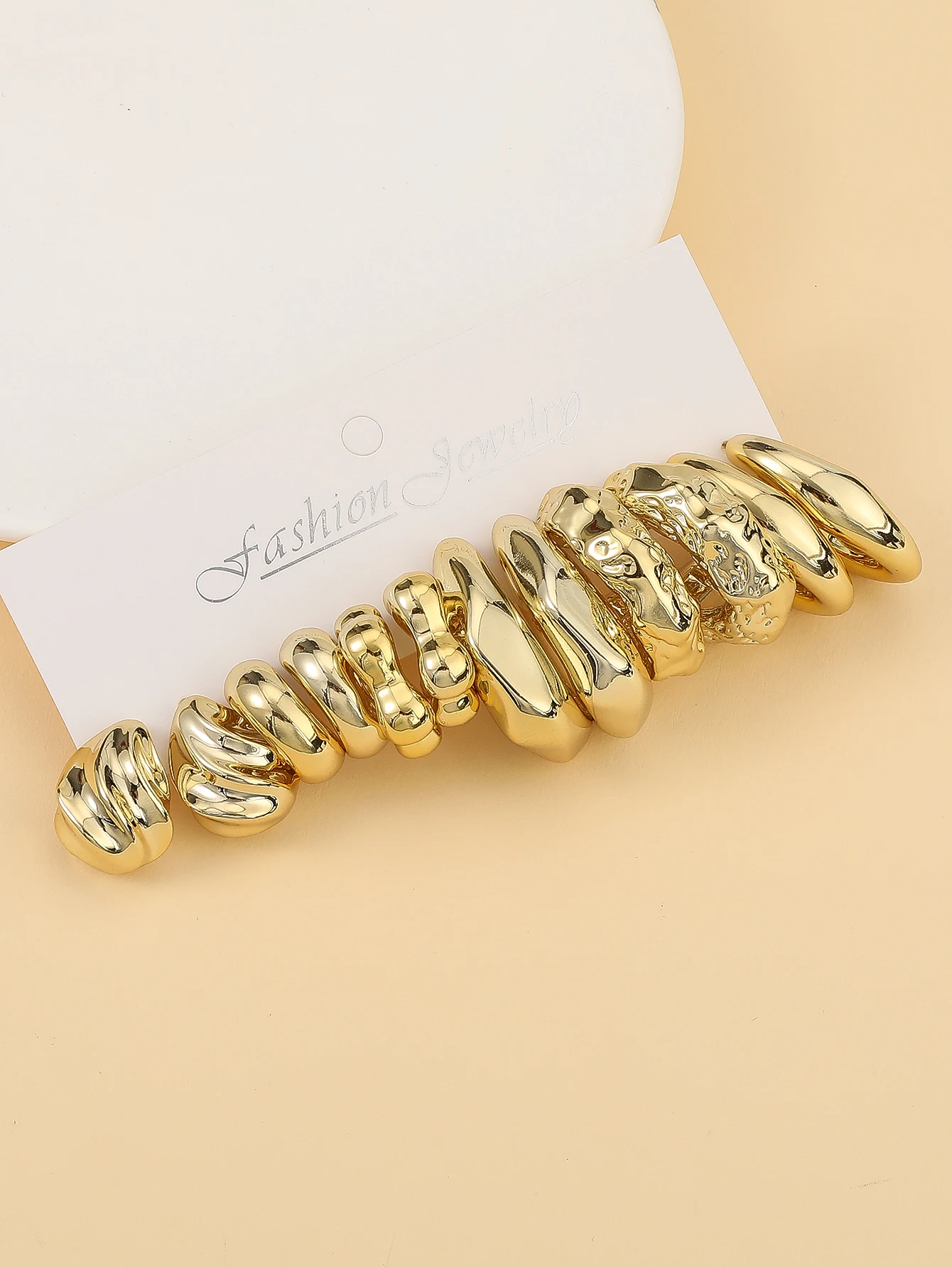 6pairs-18pairs Fashionable Golden-Plated Lightweight Plastic Material Earrings Set,Minimalist Style For Women's Daily Dressing