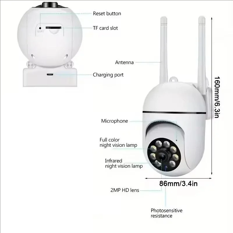 A7 IP Camera Smart Outdoor Home Security WIFI CCTV Surveillance with Color Night Vision Wireless HD 2-Way Audio Camera TF Card