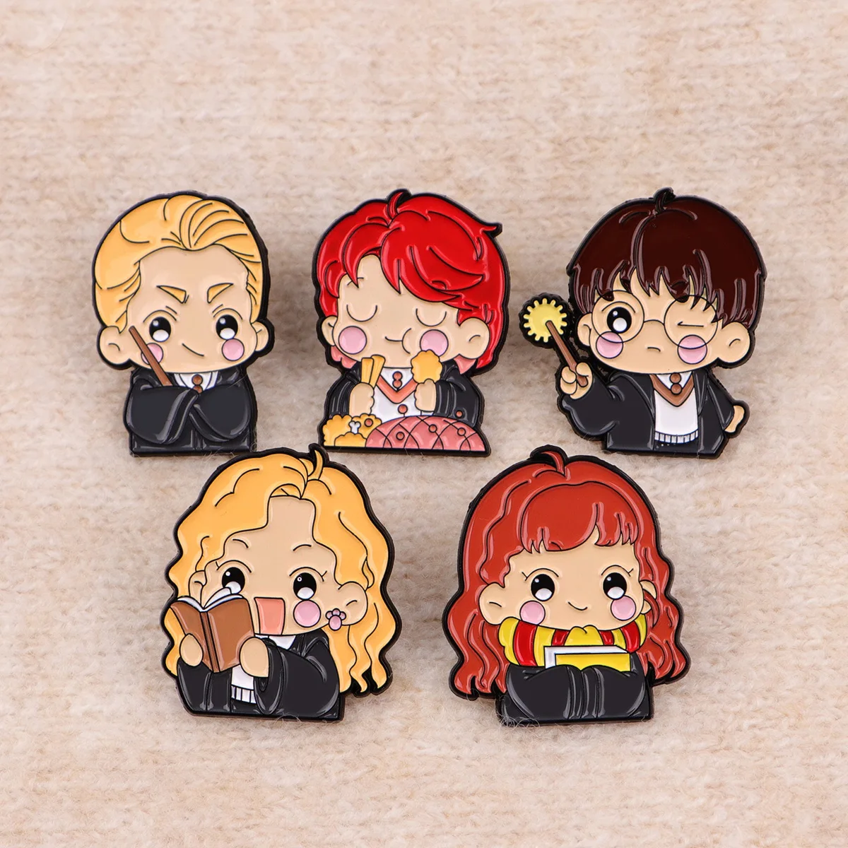 Cute Student Enamel Pins Wizard Brooch Lapel Badge for Backpacks Jackets Hats Bags Fashion Jewelry Movie Fans Gift