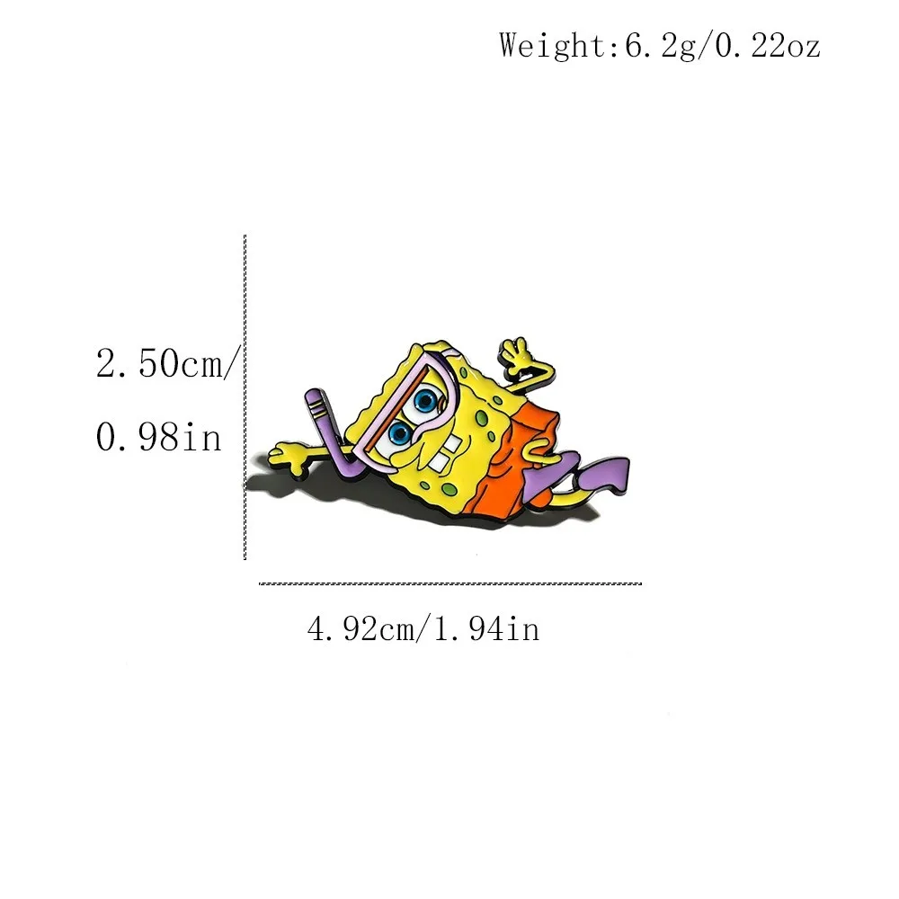 6pcs SpongeBob Enamel Pin Set Cartoon Brooches Metal Badges for Backpack Clothing Jewelry Collection Holiday Gift for Friends