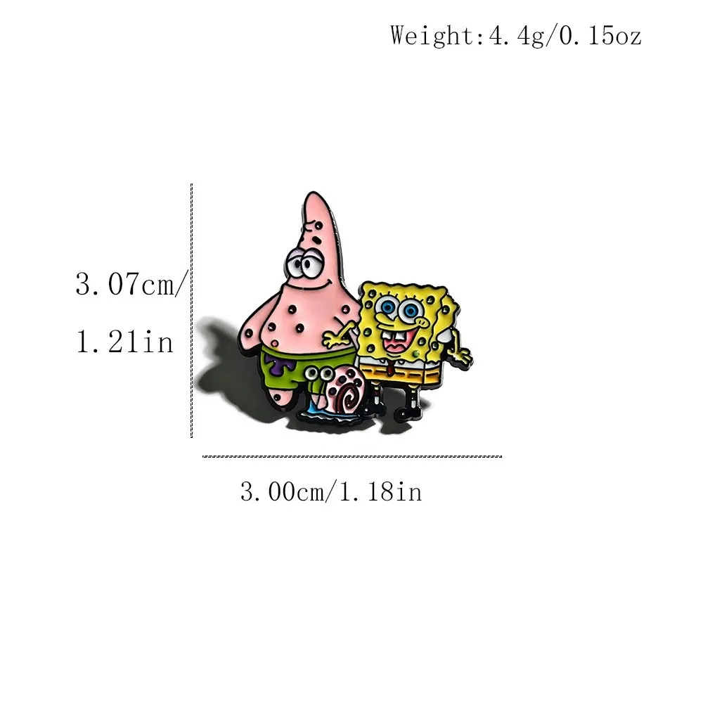 6pcs SpongeBob Enamel Pin Set Cartoon Brooches Metal Badges for Backpack Clothing Jewelry Collection Holiday Gift for Friends