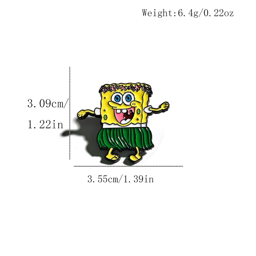 6pcs SpongeBob Enamel Pin Set Cartoon Brooches Metal Badges for Backpack Clothing Jewelry Collection Holiday Gift for Friends