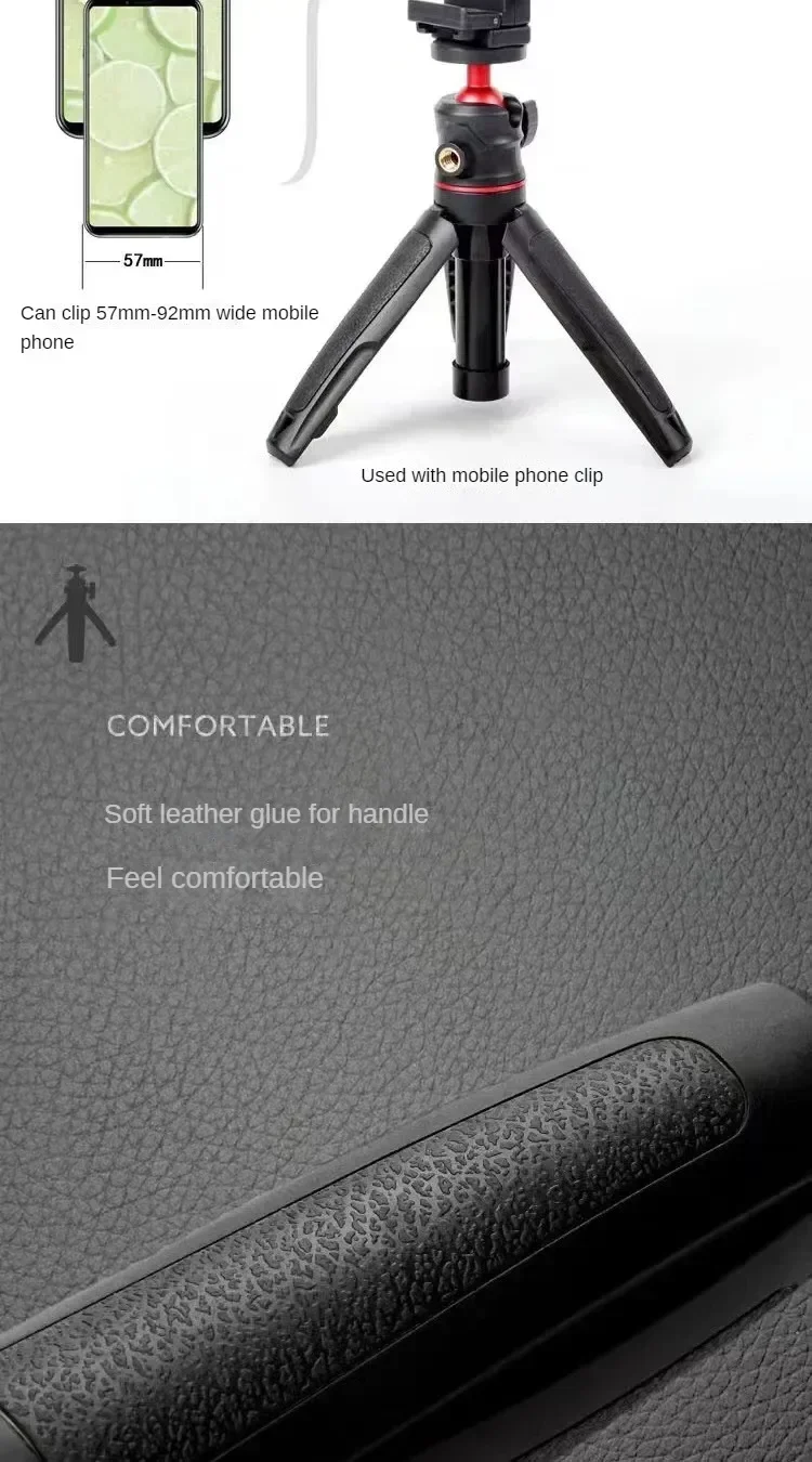 Roreta Mini Extendable Desktop Tripod Handheld Photography Bracket Stand W/ Flexible Ballhead 1/4 Inch Screw Mount for Selfie