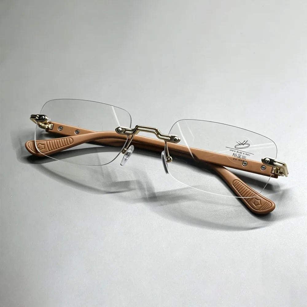 Luxury Rimless Blue Light Blocking Glasses Men Women Titanium Alloy Frame Lightweight Comfortable Anti Eye Strain Computer Eyegl