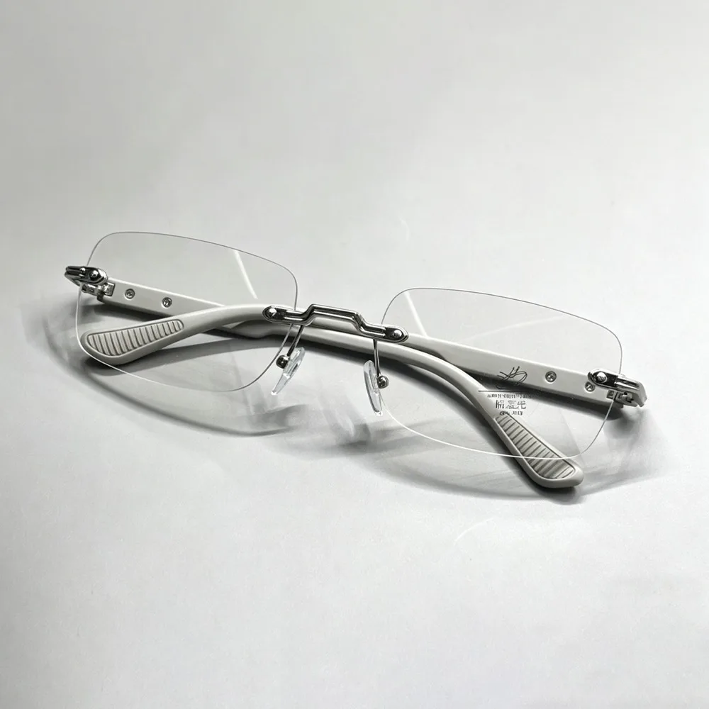 Luxury Rimless Blue Light Blocking Glasses Men Women Titanium Alloy Frame Lightweight Comfortable Anti Eye Strain Computer Eyegl