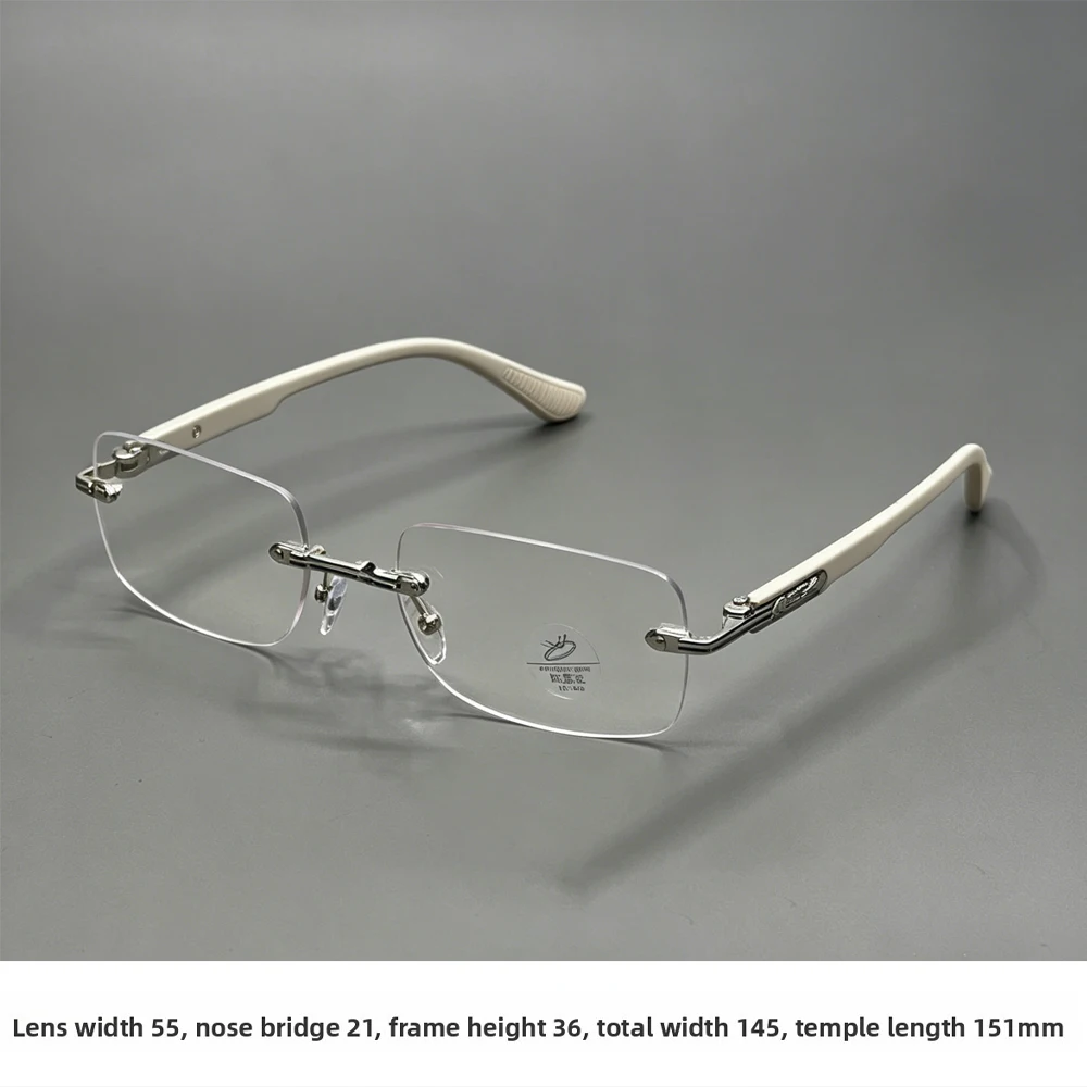 Luxury Rimless Blue Light Blocking Glasses Men Women Titanium Alloy Frame Lightweight Comfortable Anti Eye Strain Computer Eyegl
