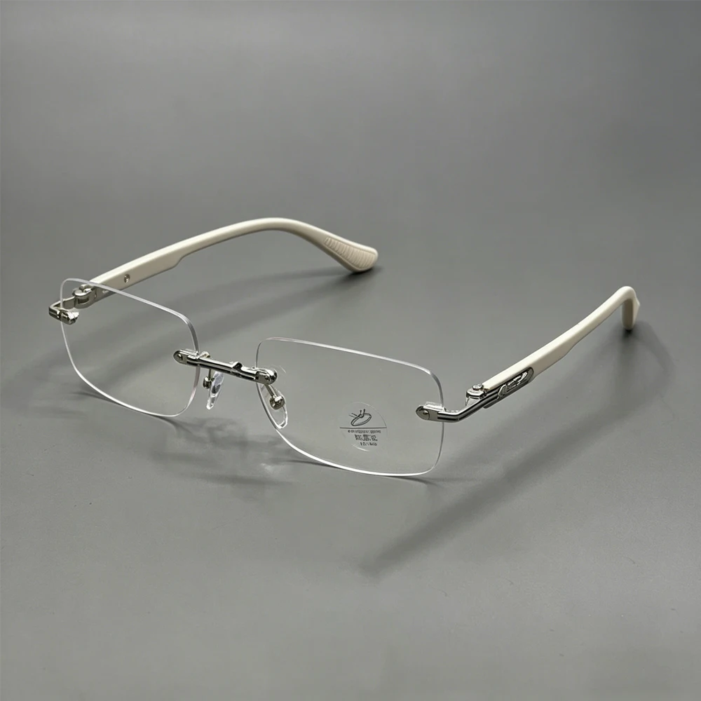 Luxury Rimless Blue Light Blocking Glasses Men Women Titanium Alloy Frame Lightweight Comfortable Anti Eye Strain Computer Eyegl
