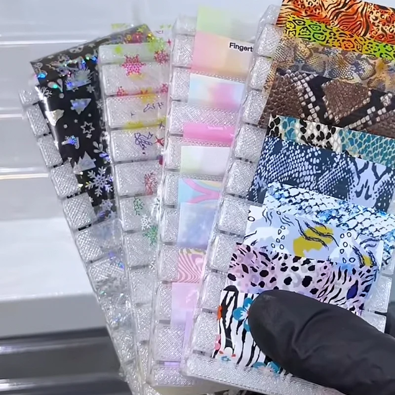 3pcs Nail Foils Gradient Transfer Foil Storage Box for Foil Sticker Storage Portable Colorful Display Stand for Home Salon Use