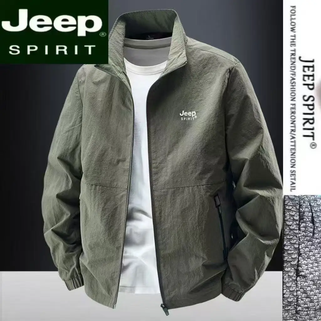 2026 Jeep Spirit Stand-up Collar Jacket, a large-size informal workwear suitable for spring and autumn, a windproof outdoor spor