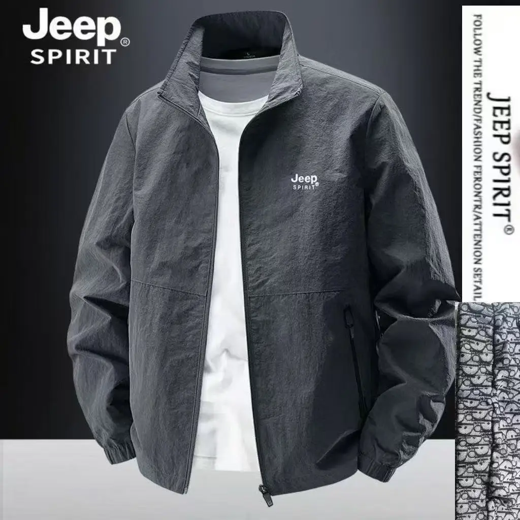 2026 Jeep Spirit Stand-up Collar Jacket, a large-size informal workwear suitable for spring and autumn, a windproof outdoor spor