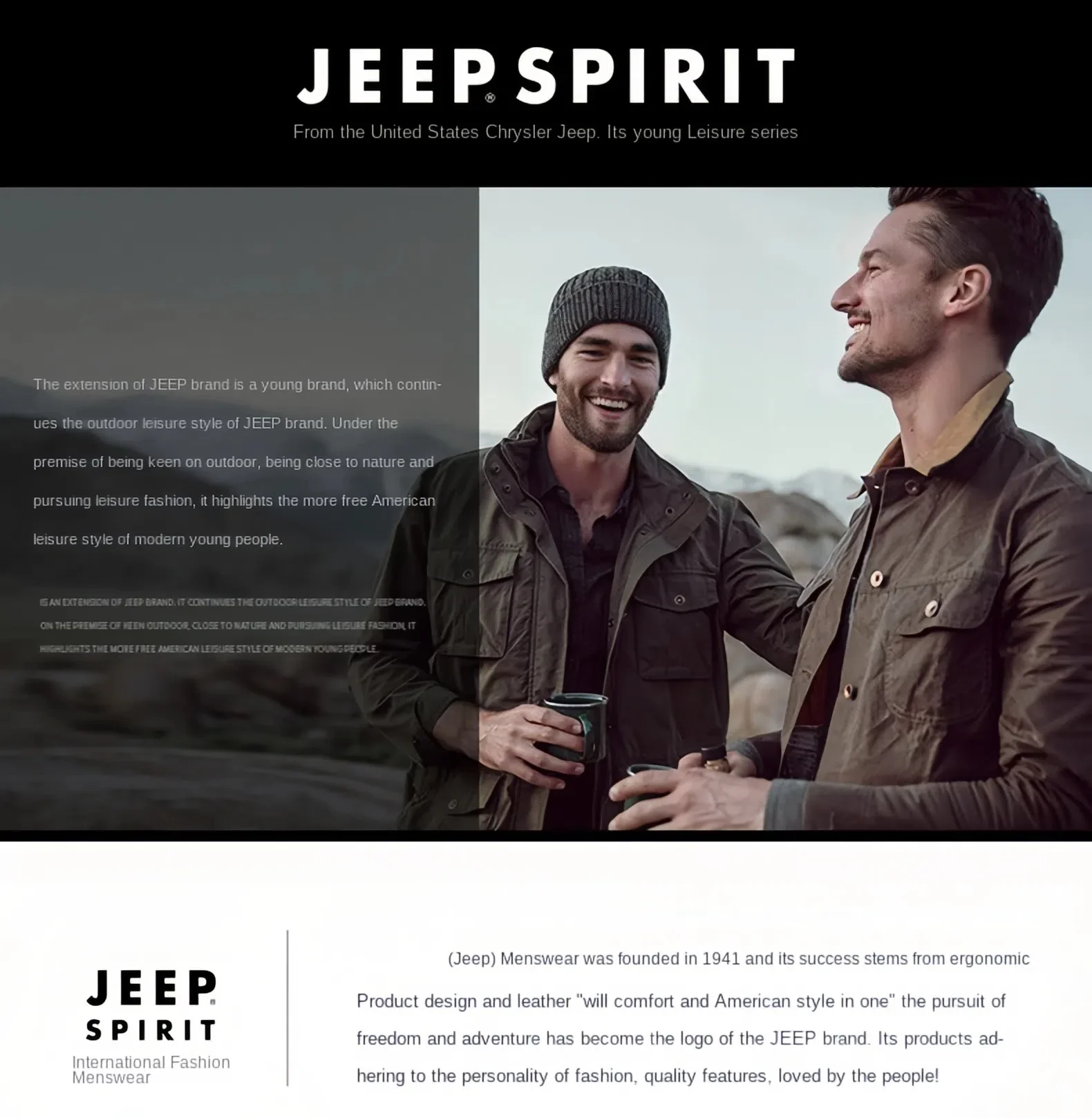2026 Jeep Spirit Stand-up Collar Jacket, a large-size informal workwear suitable for spring and autumn, a windproof outdoor spor