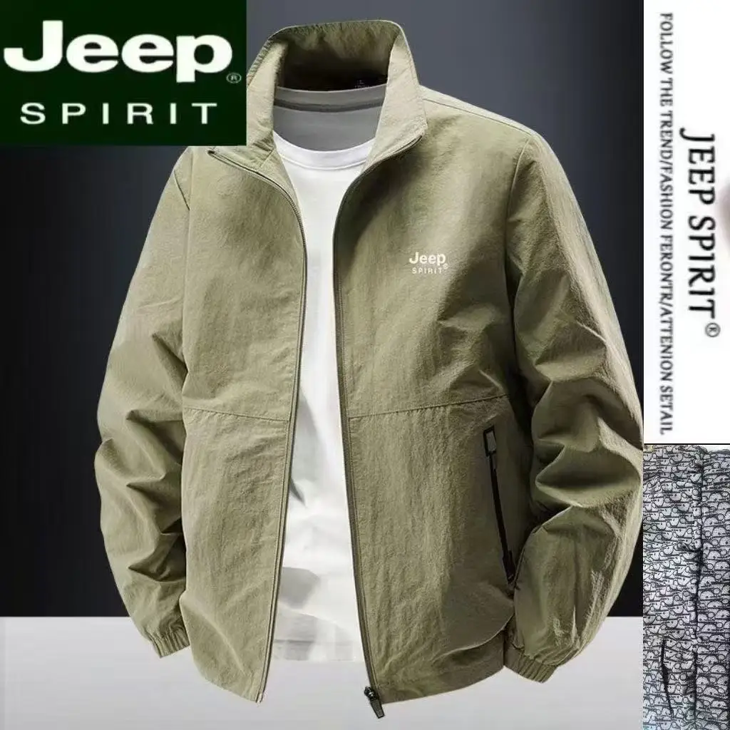2026 Jeep Spirit Stand-up Collar Jacket, a large-size informal workwear suitable for spring and autumn, a windproof outdoor spor
