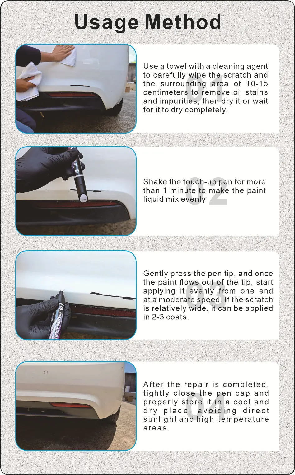 Universal 12ML Car Paint Scratch Repair Pen Universal Color Black White Pearl White Paint Scratch Repair Pen