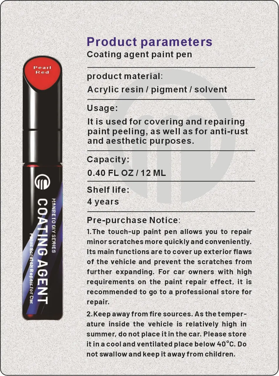 Universal 12ML Car Paint Scratch Repair Pen Universal Color Black White Pearl White Paint Scratch Repair Pen