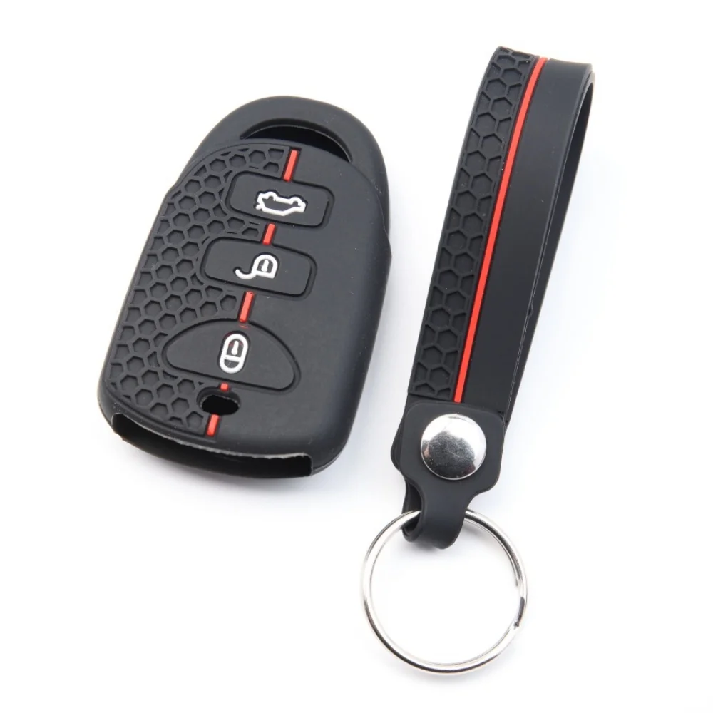 Keychain Silicone Car Remote Key Case Cover for Kia Sorento Soul Carens Hyundai Tucson Sonata Santa FE Carens