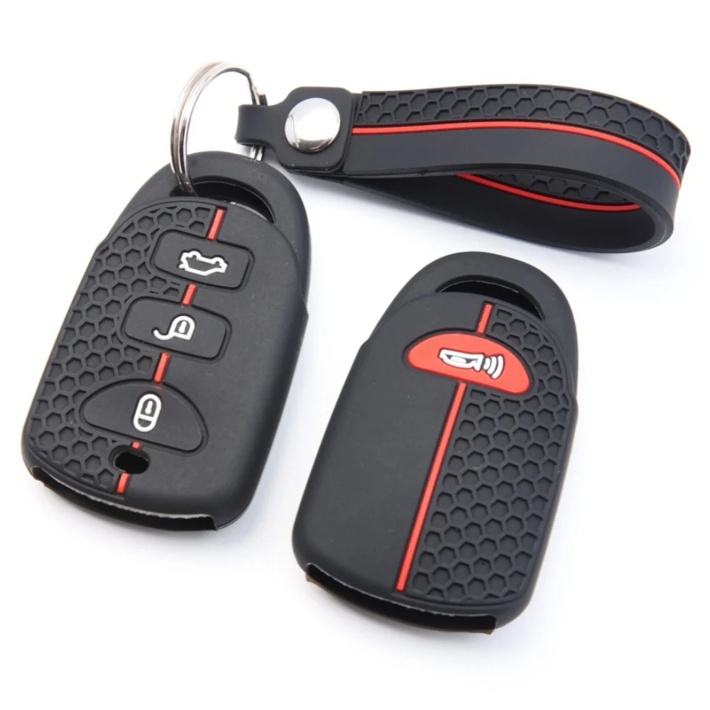 Keychain Silicone Car Remote Key Case Cover for Kia Sorento Soul Carens Hyundai Tucson Sonata Santa FE Carens